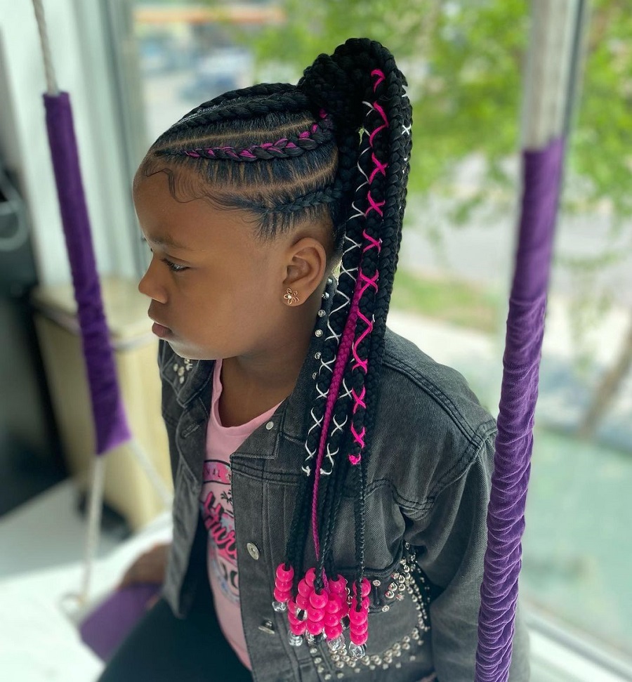 cornrow ponytail for little girls
