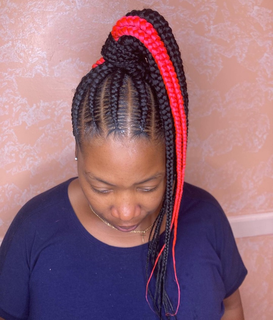 cornrow ponytail with color