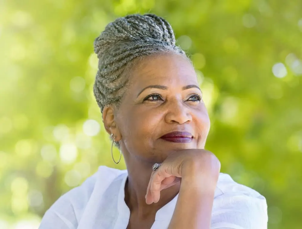 cornrow updo for women over 50