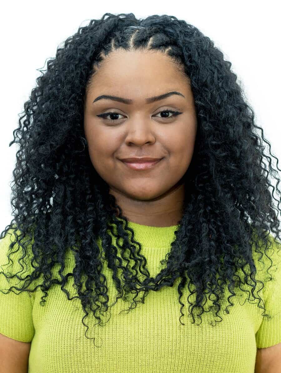cornrow with curls for round face