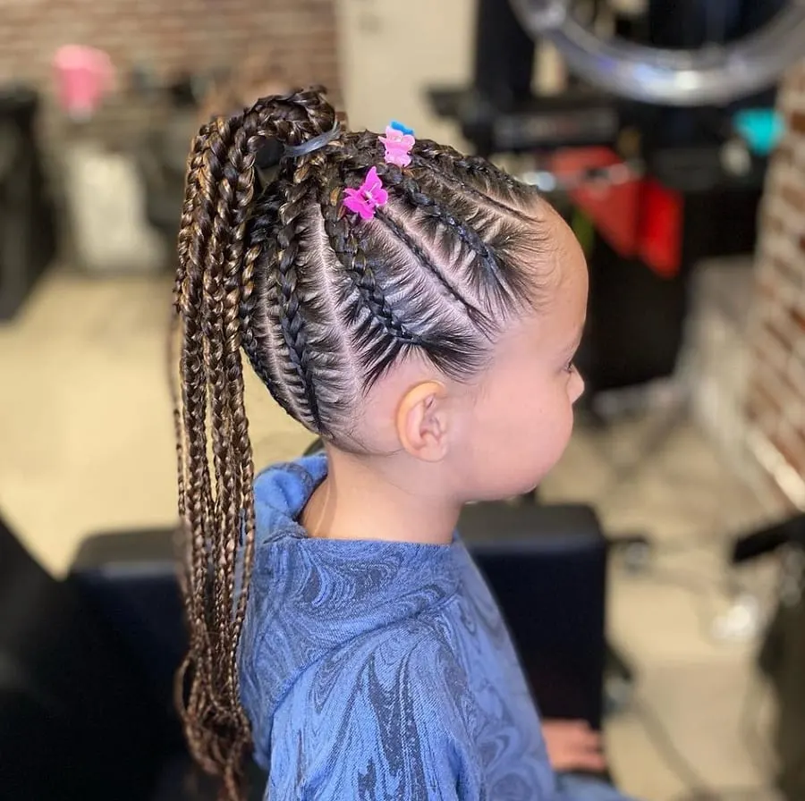 cornrows with butterfly clips