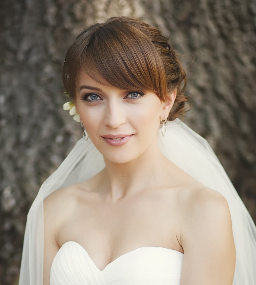 country wedding hairstyle with bangs