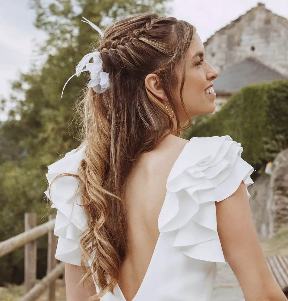 country wedding hairstyle with half braid