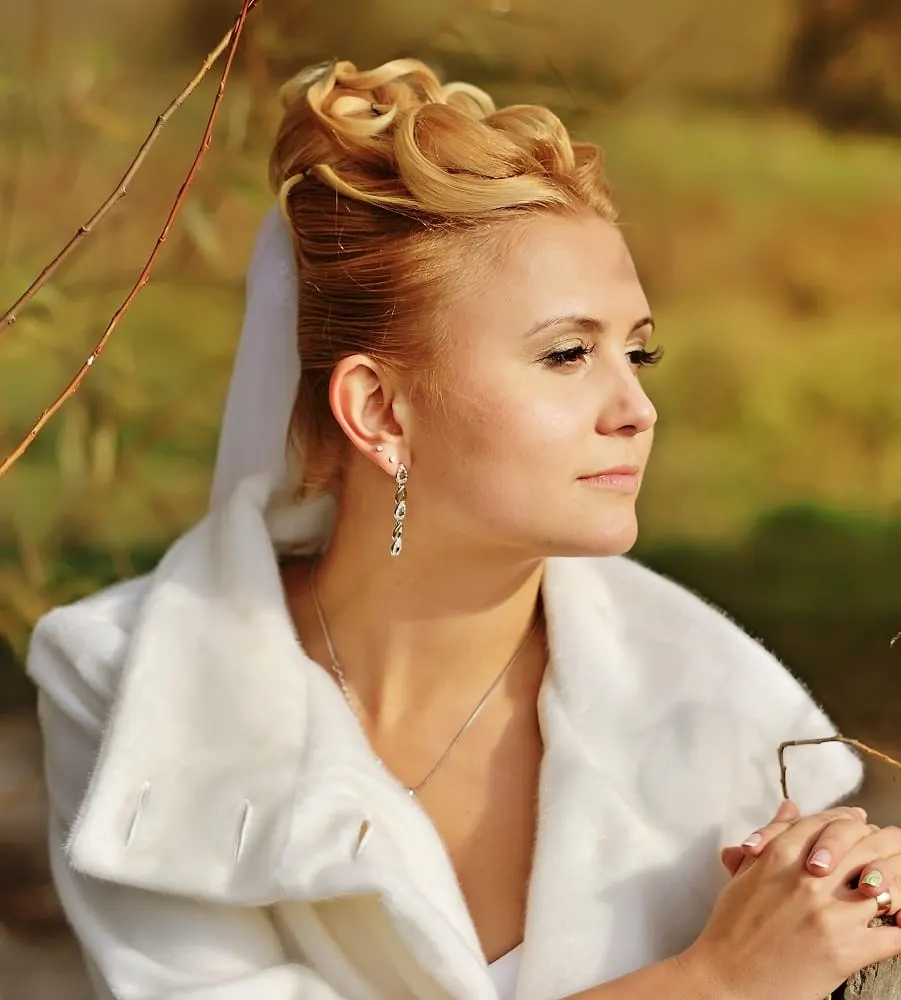 country wedding hairstyle with veil
