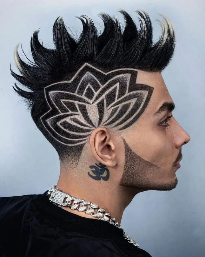 crazy hairstyle for men with design