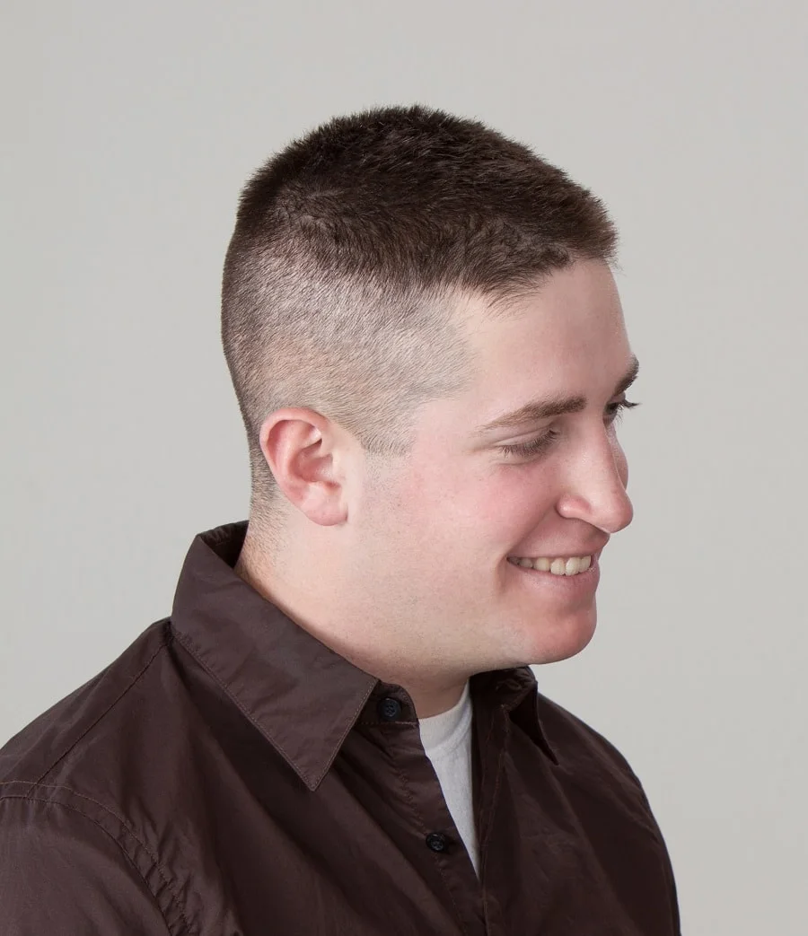 crew cut with tapered sides