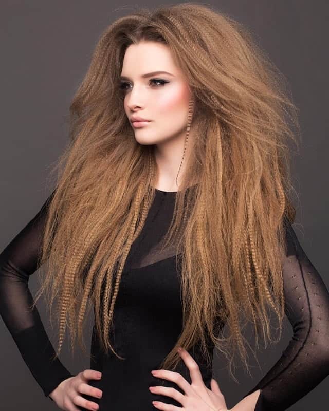 crimp hairstyles for long haired women