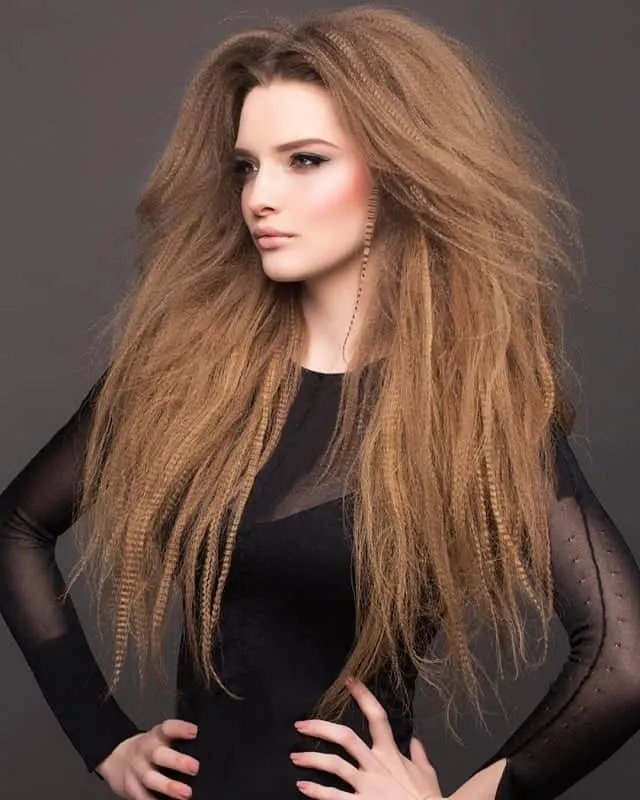 crimp hairstyles for long haired women