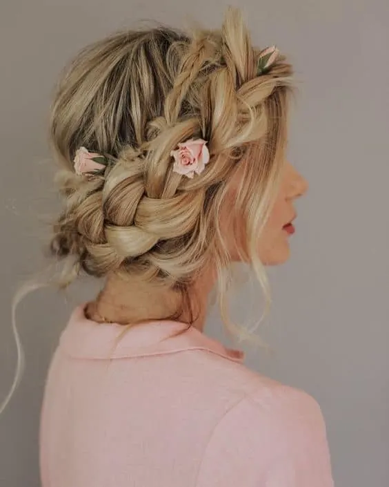 boho crown braid for short hair