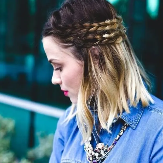 short ombre hair with crown braid