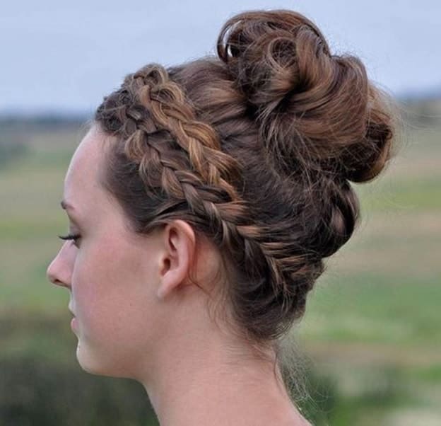 crown braid with updo for short hair