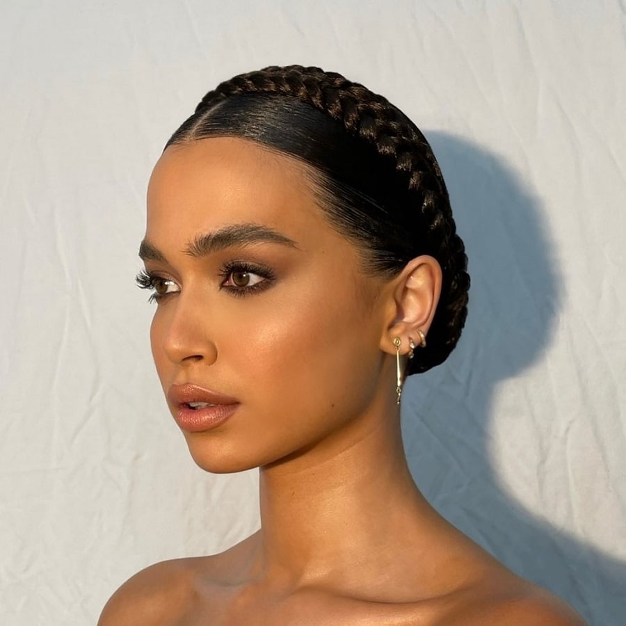 crown braided updo for round faces