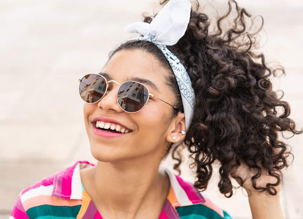 curly bandana hairstyle for mixed girls