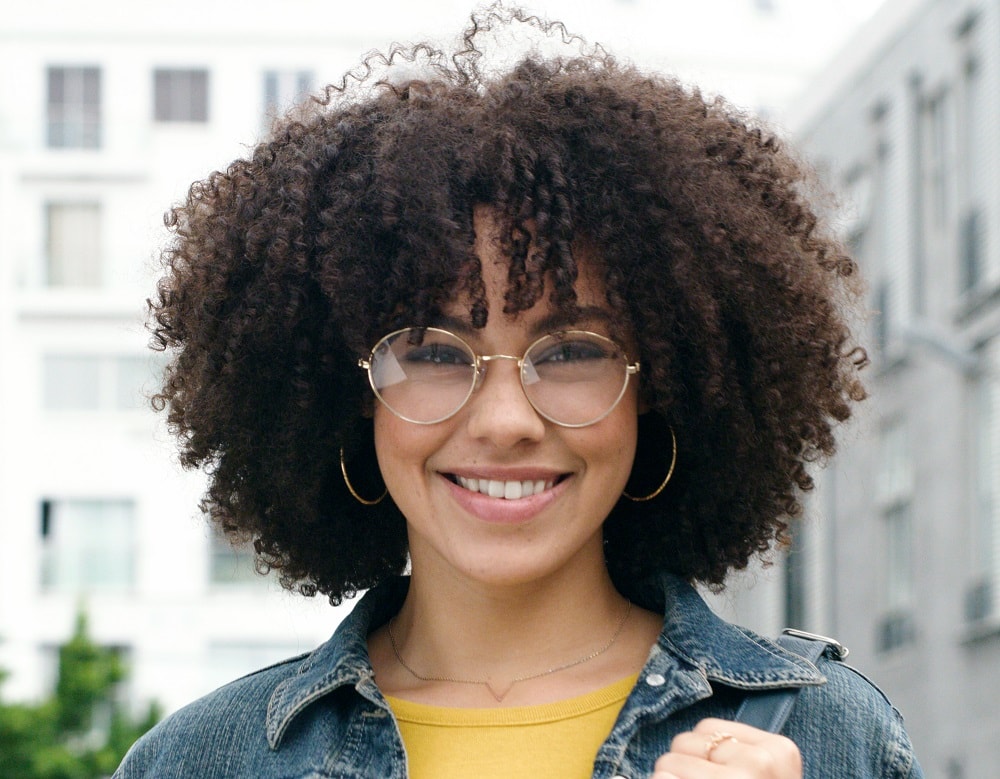 curly bangs for oval faces with glasses