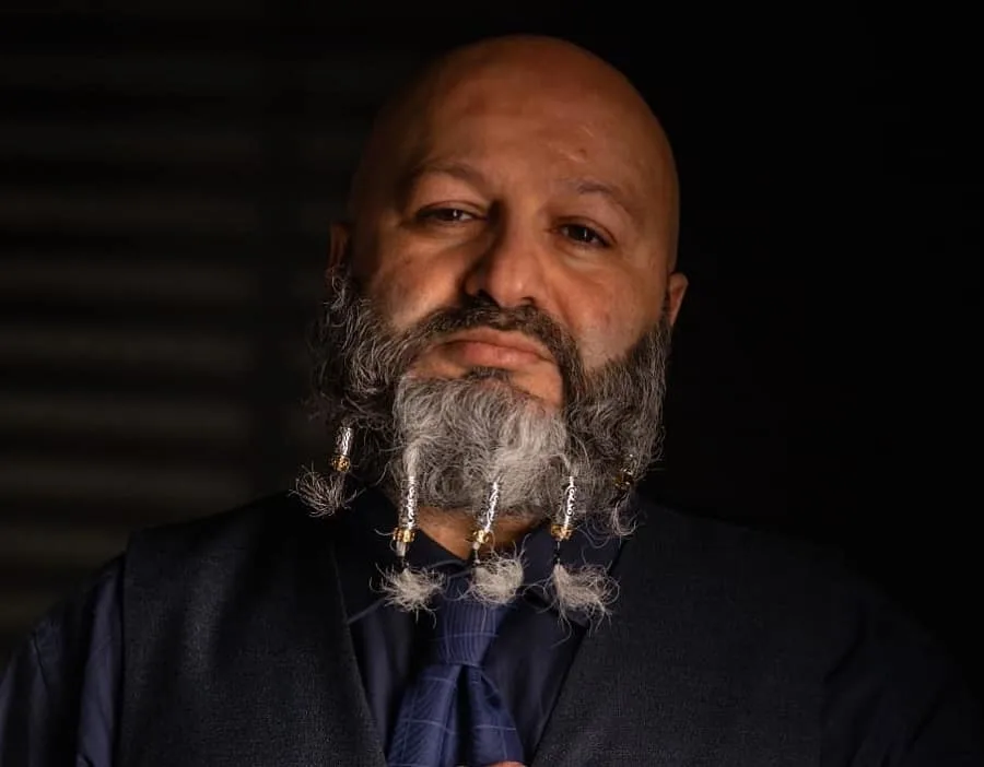 curly beard with beads