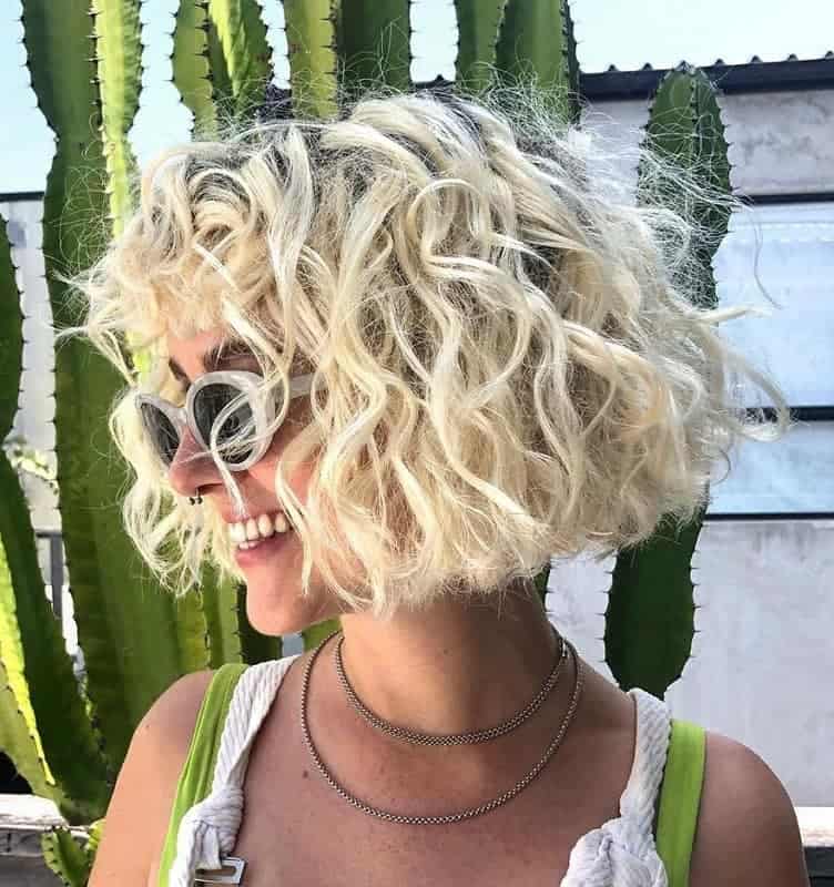 Curly Blunt Cut Bob