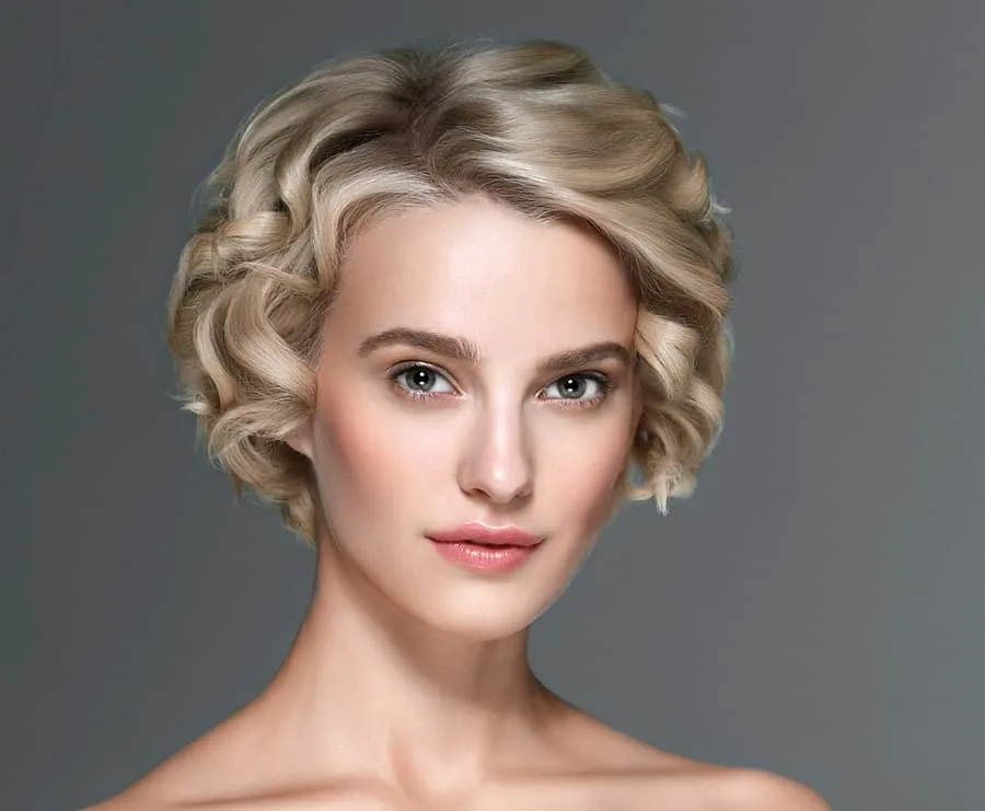 short blonde curly bob