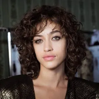 curly bob with bangs for women