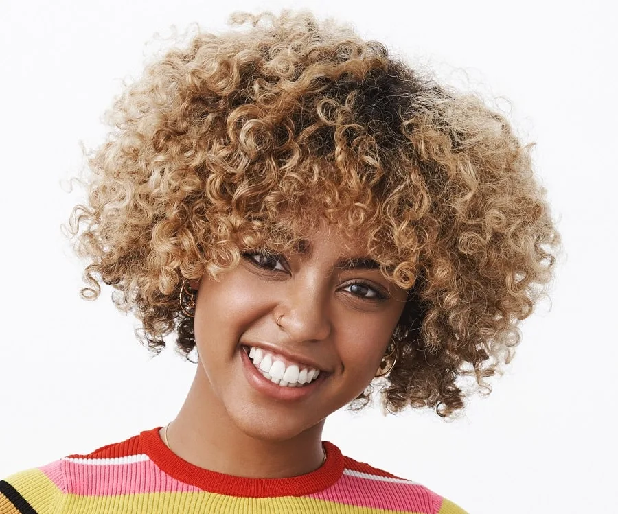 curly bob with bangs for black women