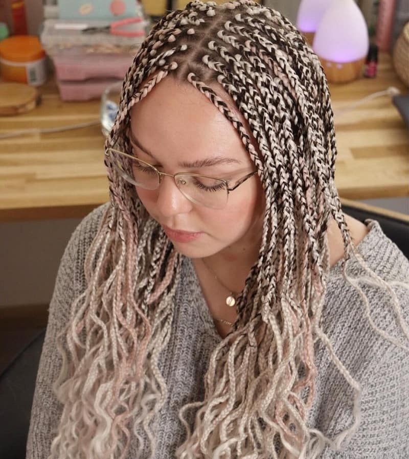 curly box braids for white women
