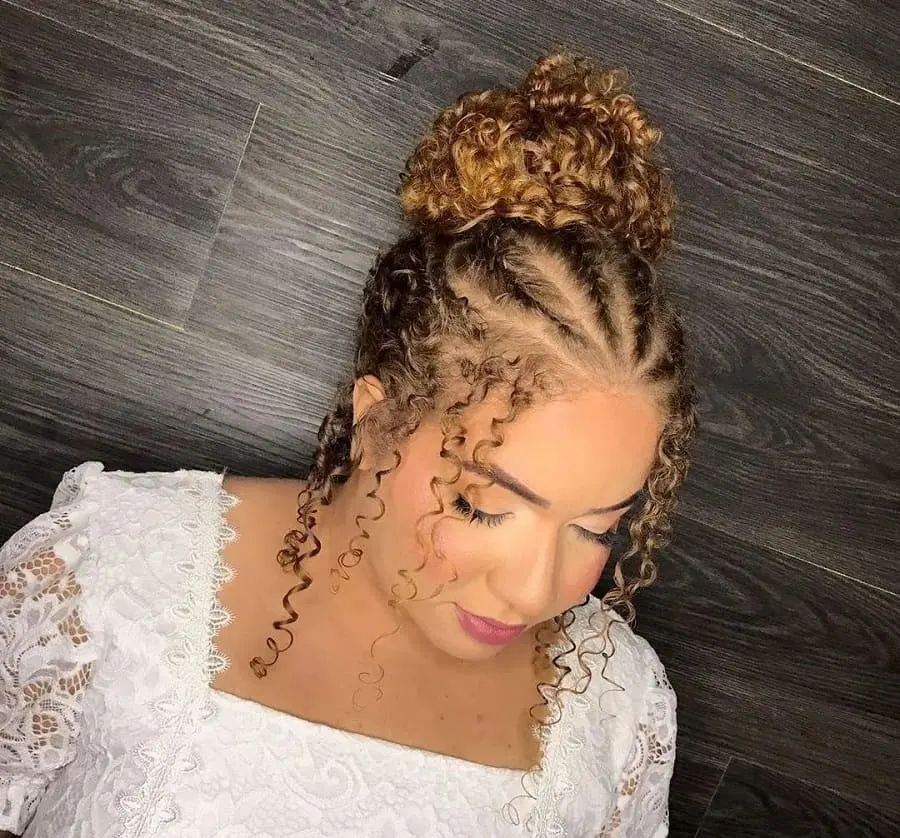 curly braided bun for wedding