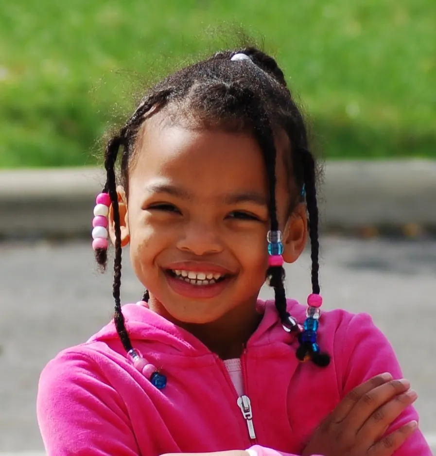 curly braids with beads for kids