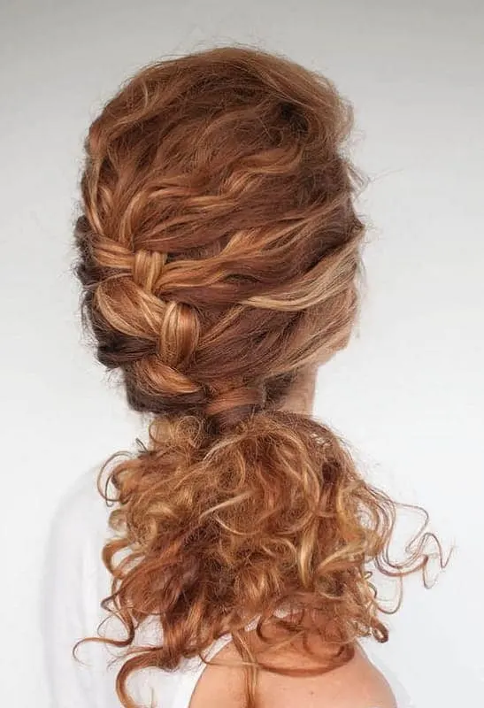 curly braid with blonde highlights 
