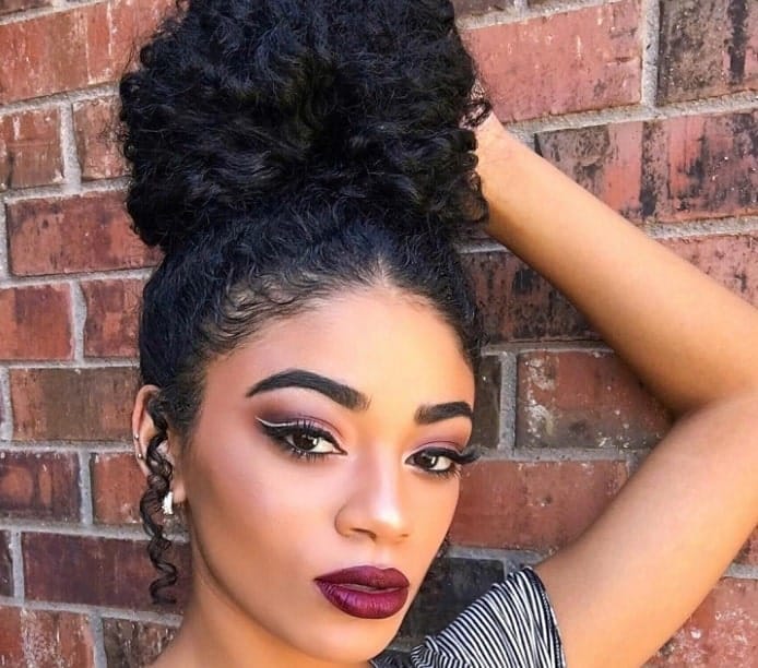 how to style curly bun with weave