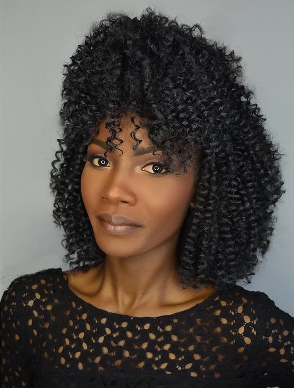 curly crochet hair with bangs