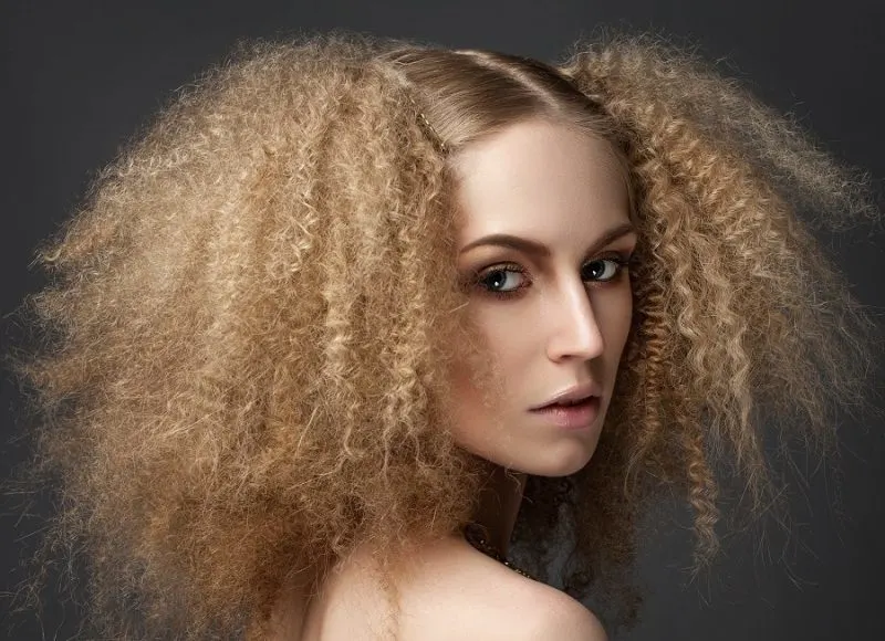 curly dirty blonde afro hair for pale skin