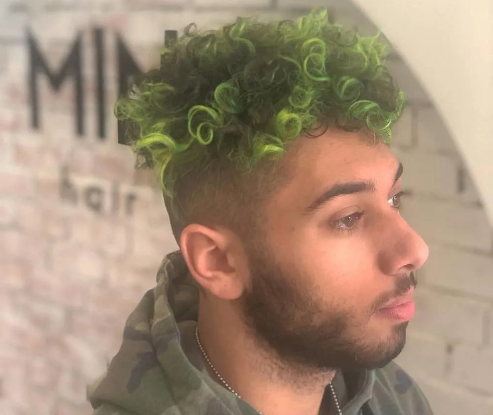 curly green hair for men
