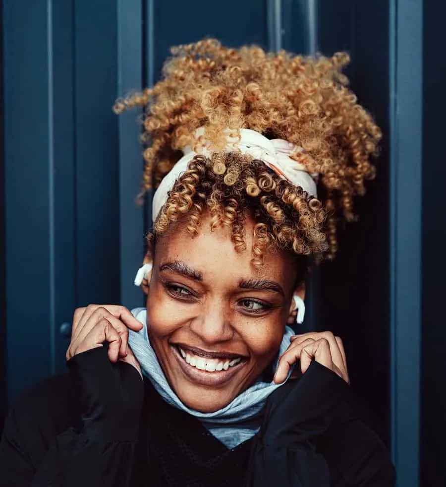 curly hair bangs with headband