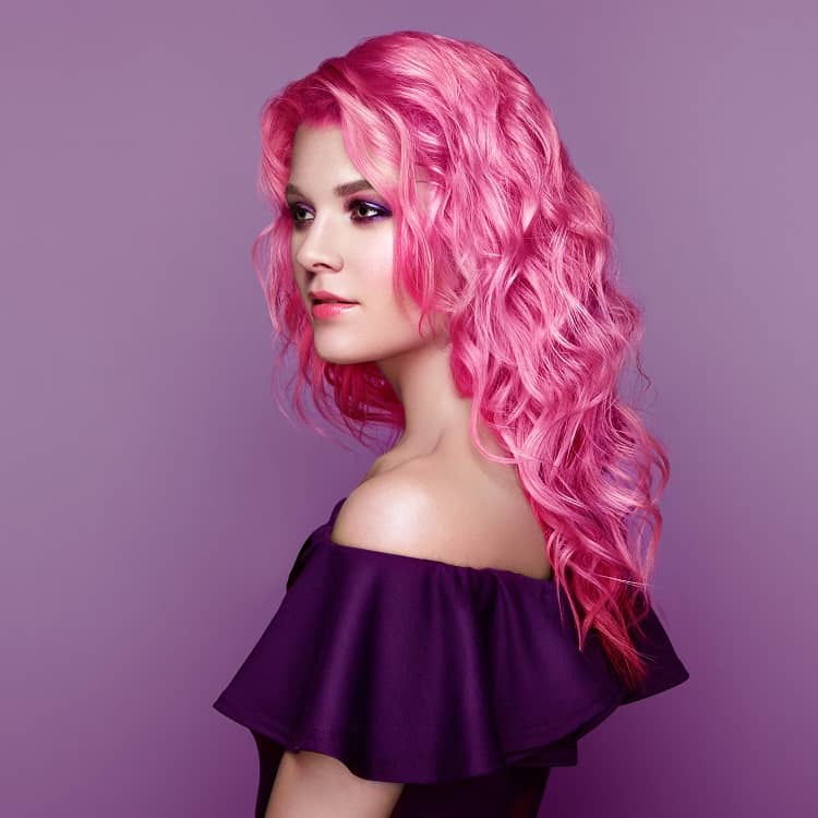 curly pink hair color