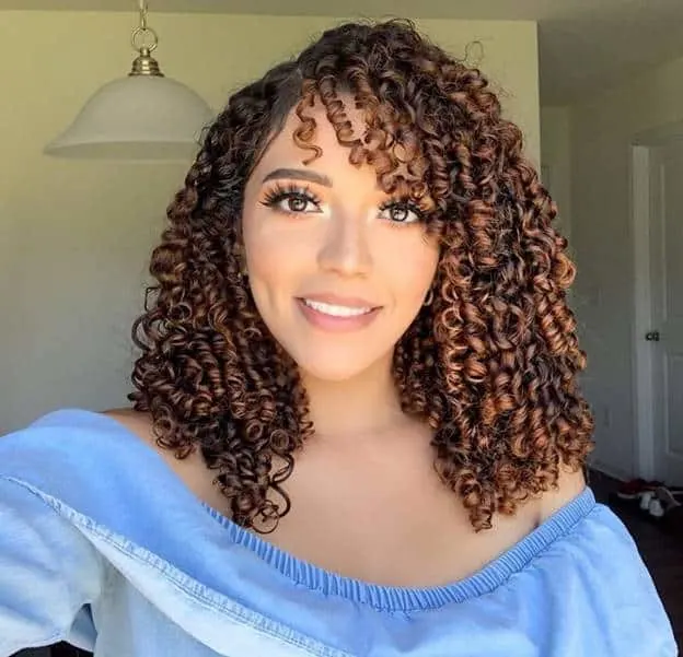 curly hairstyles with side swept bangs