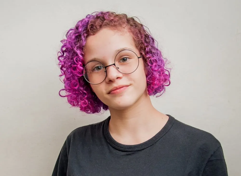 Curly hair with glasses