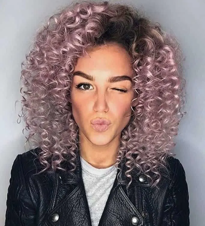 lavender grey highlights for curly hair