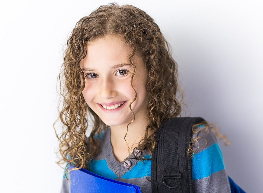 Curly hairstyle for fourth graders