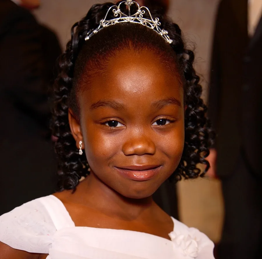 curly hairstyle for black flower girl