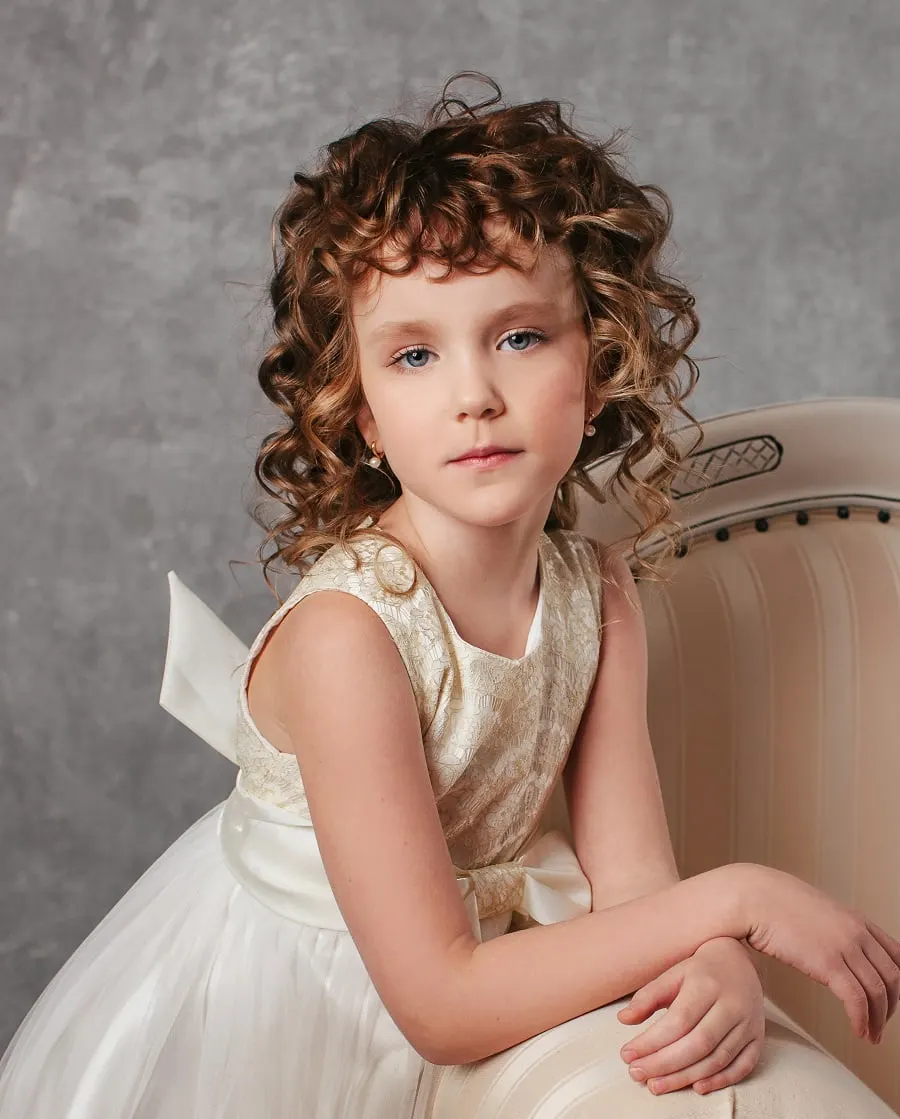 curly hairstyle for junior bridesmaids