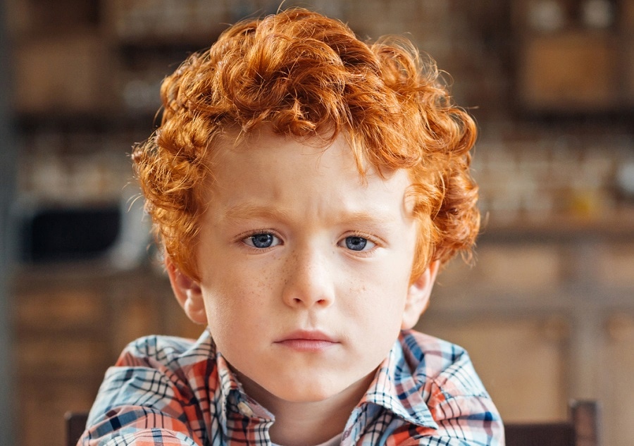 curly hairstyle for redhead boy