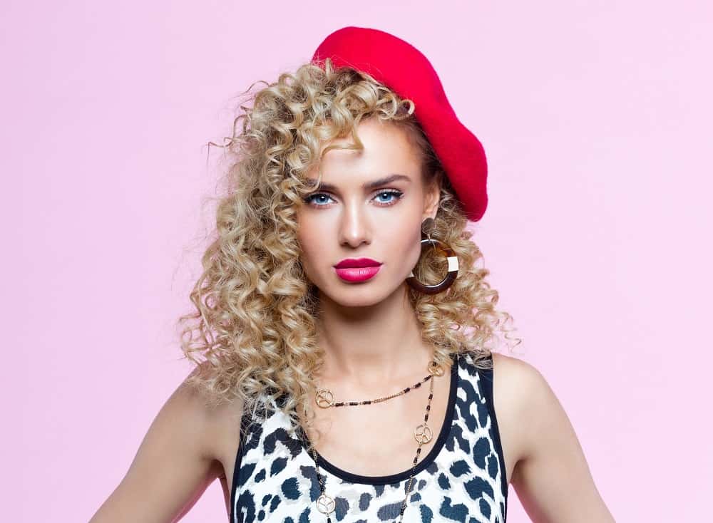 curly hairstyle with hat