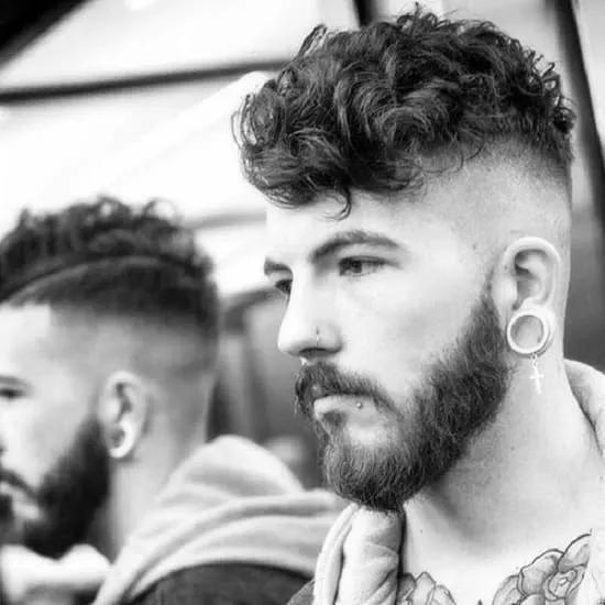 Curly Mohawk with Taper Fade for Men