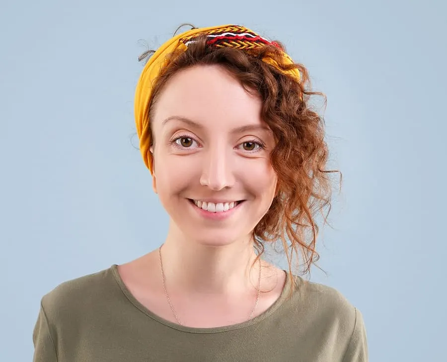 curly hairstyle with headband