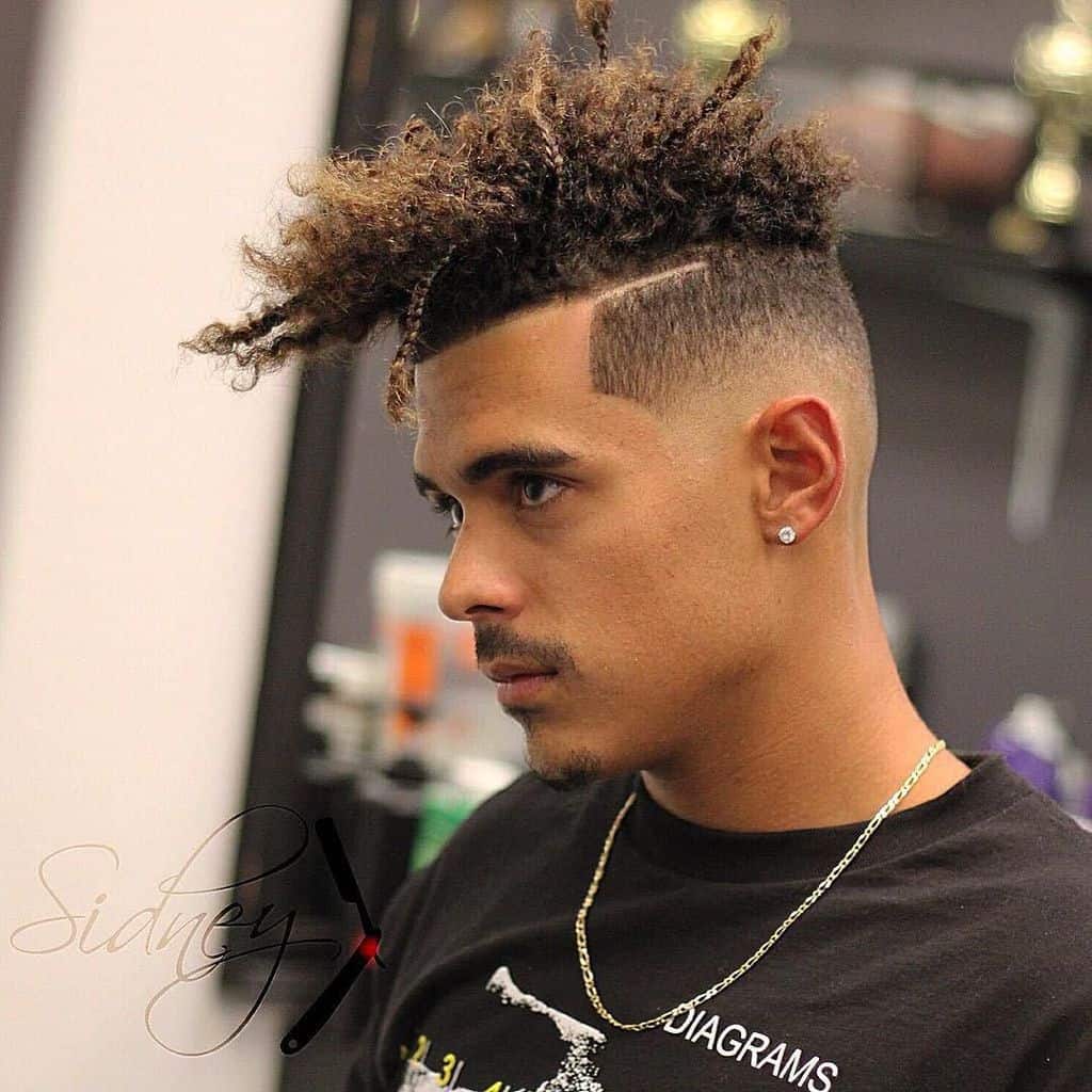 Horizontal Fringe high top fade hairstyle
