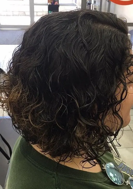 wet curly inverted bob