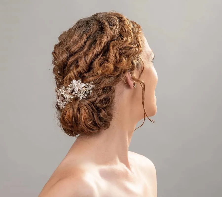 curly low bun for wedding