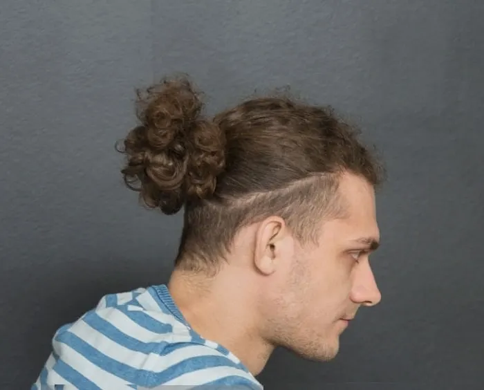 curly man bun with undercut