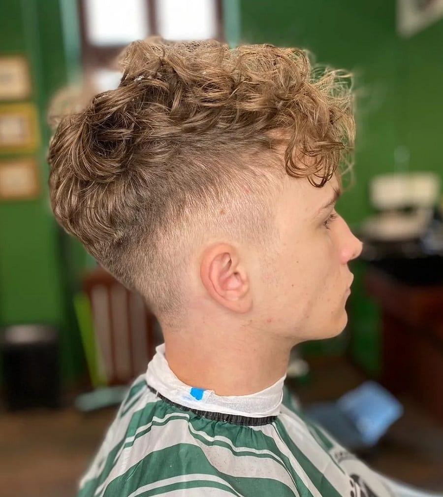 curly mid taper fade