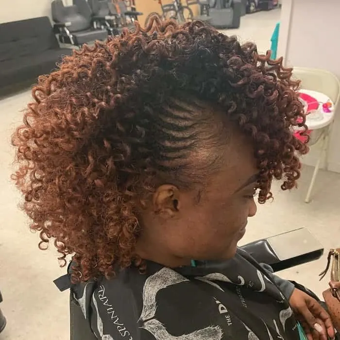 braided mohawk with curly weave