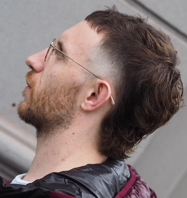 curly mullet with high fade